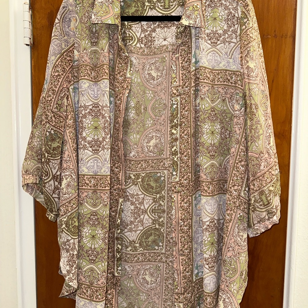 Bohemian Flowy Button Down Blouse